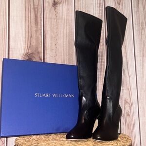 Stuart Weitzman Milla leather block heel boots. Brand New!!